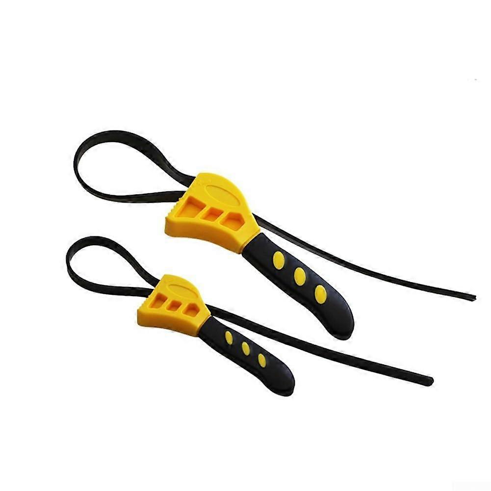 Adjustable Rubber Wrench 2Piece Set For Plumbing And Filter Applications, Ergonomic Grip, Yellow Black