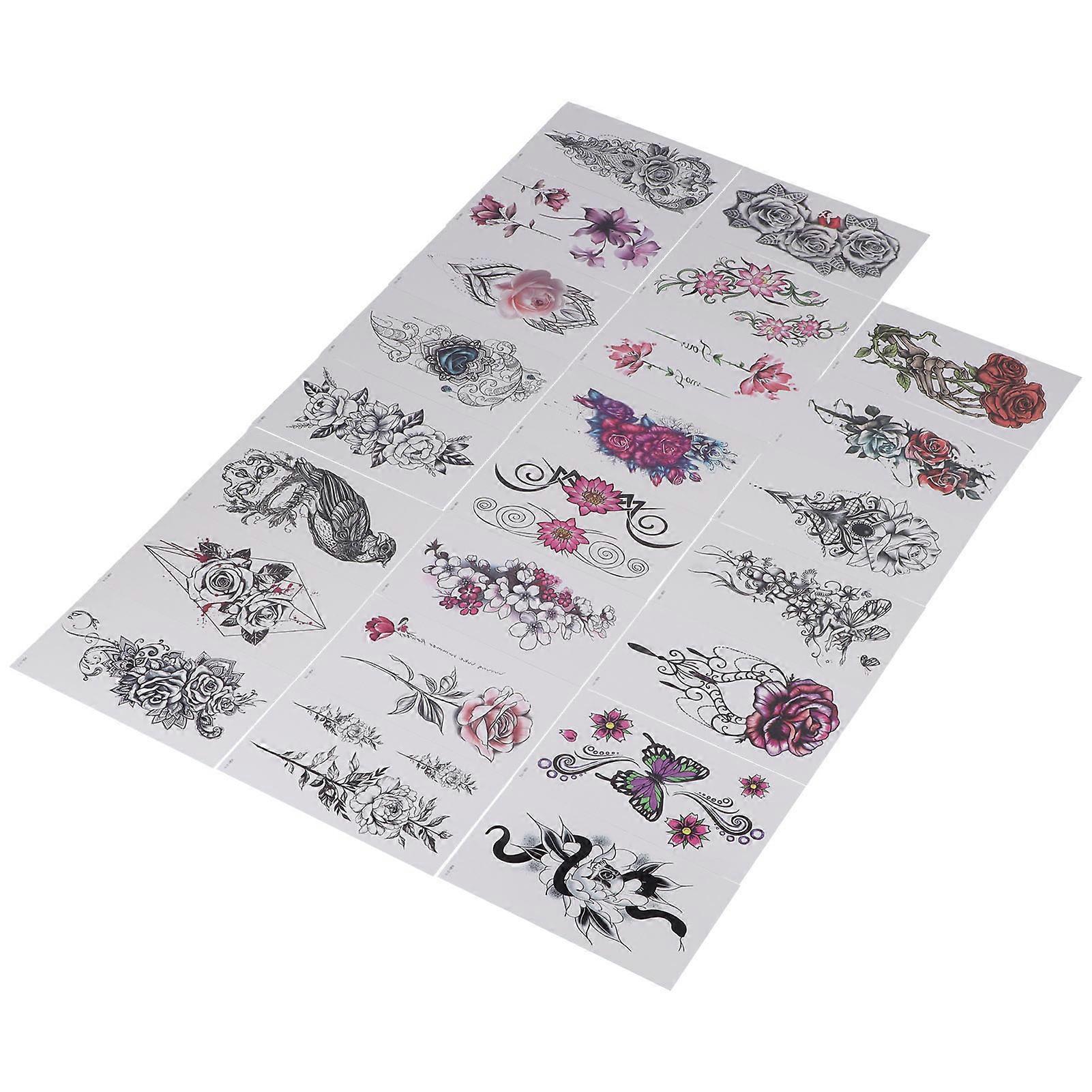 23pcs Waterproof Temporary Tattoo Stickers 114x210mm Flower Patterns