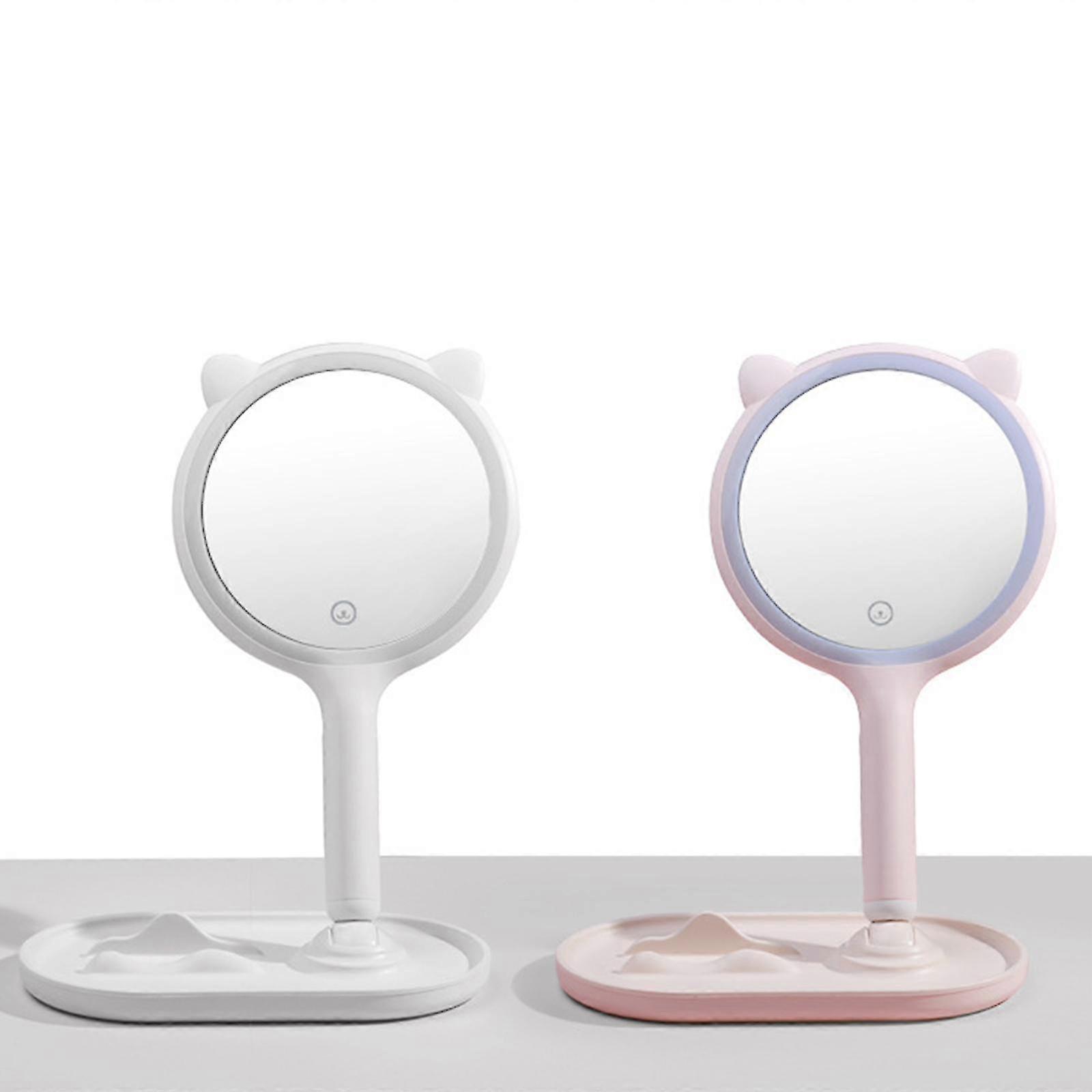 2025 2x Rechargeable Lighted Makeup Mirror with Dimmable Lights, Portable Touch Screen USB Charging Mirror with Phone Holder And Storage Tray