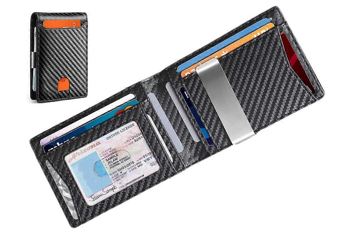 PU Leather Wallet RFID Blocking Front Pocket Bifold Card Holder-Black