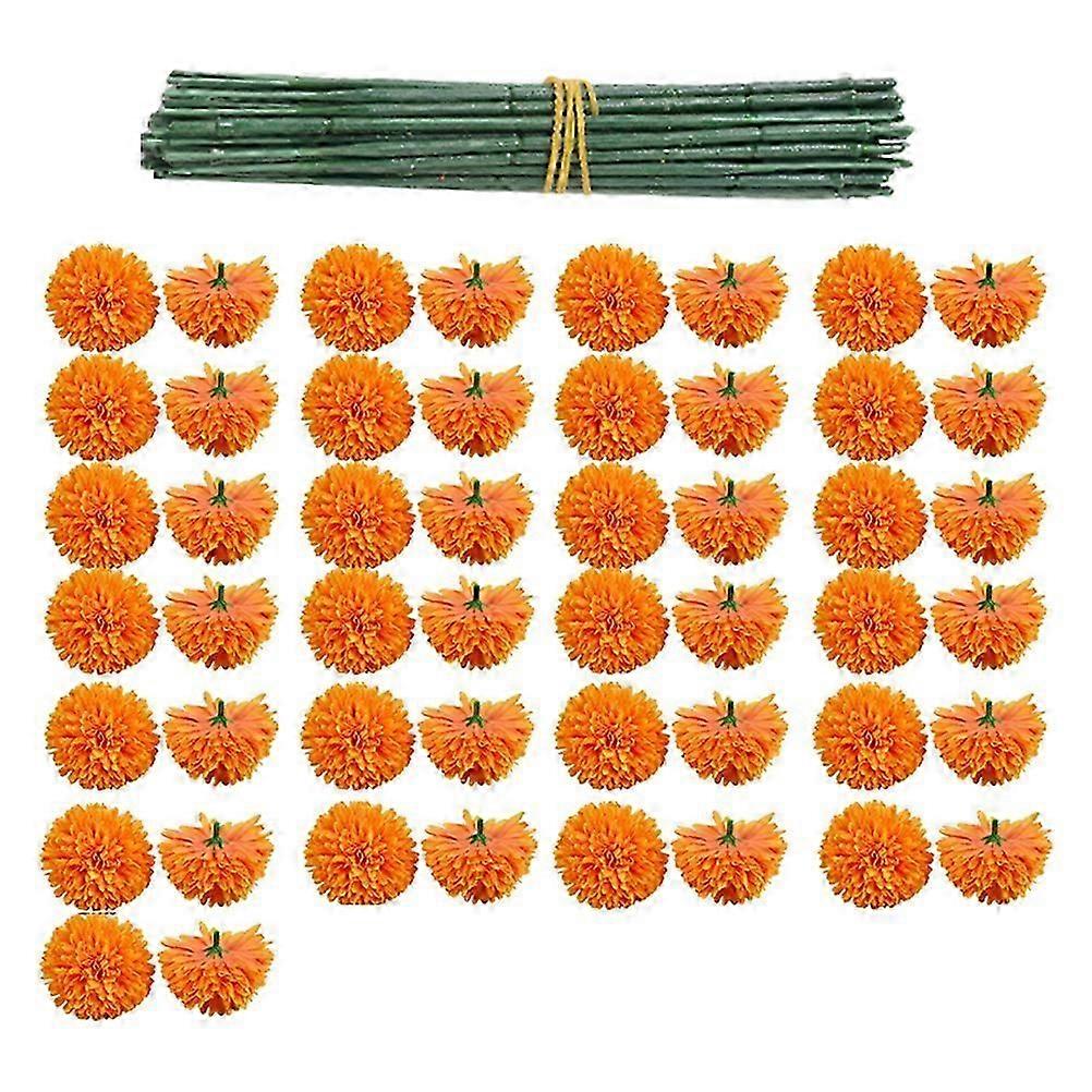 50Pcs Marigold Artificial Flower for Diwali Home Decor DIY Wreath Garland Craft Wedding Party Decoration