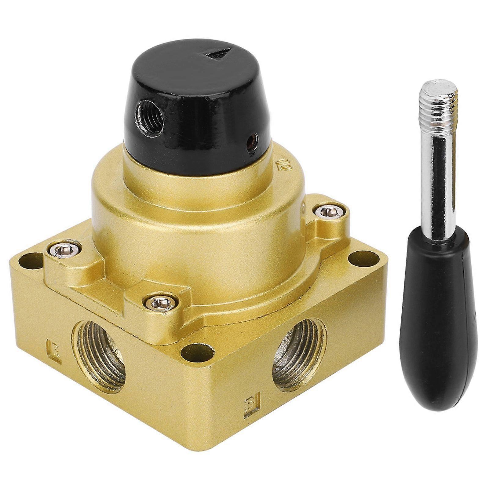 Rotary Lever Hand Valve 3 Position 4 Way Pneumatic Air Flow Control Switch Equipment HV04