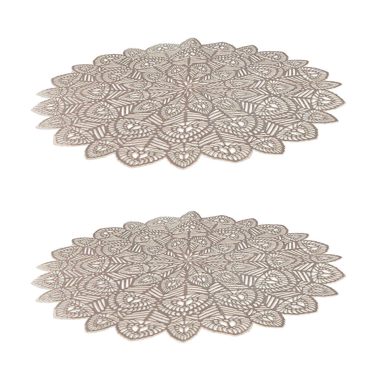 Party Table Mat Hollow-Out Gilding Placemat for Table Protection 2Pcs