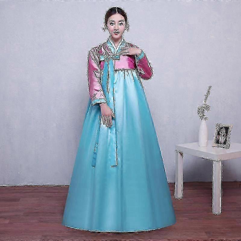 فستان هانبوك كوري تقليدي متعدد الألوان عالي الجودة، زي رقص شعبي كوري، زي حفلة تقليدي كوري