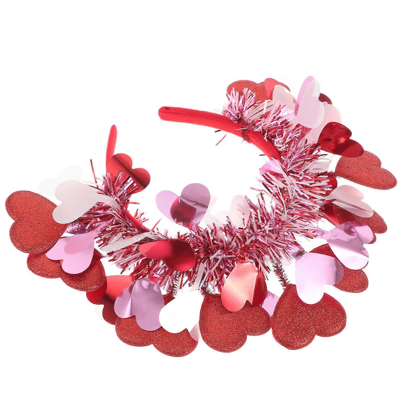Valentines Day Headband Glitter Heart Hair Hoop Comfortable Fit Red Color Versatile Styling Single Attendees 10Pcs