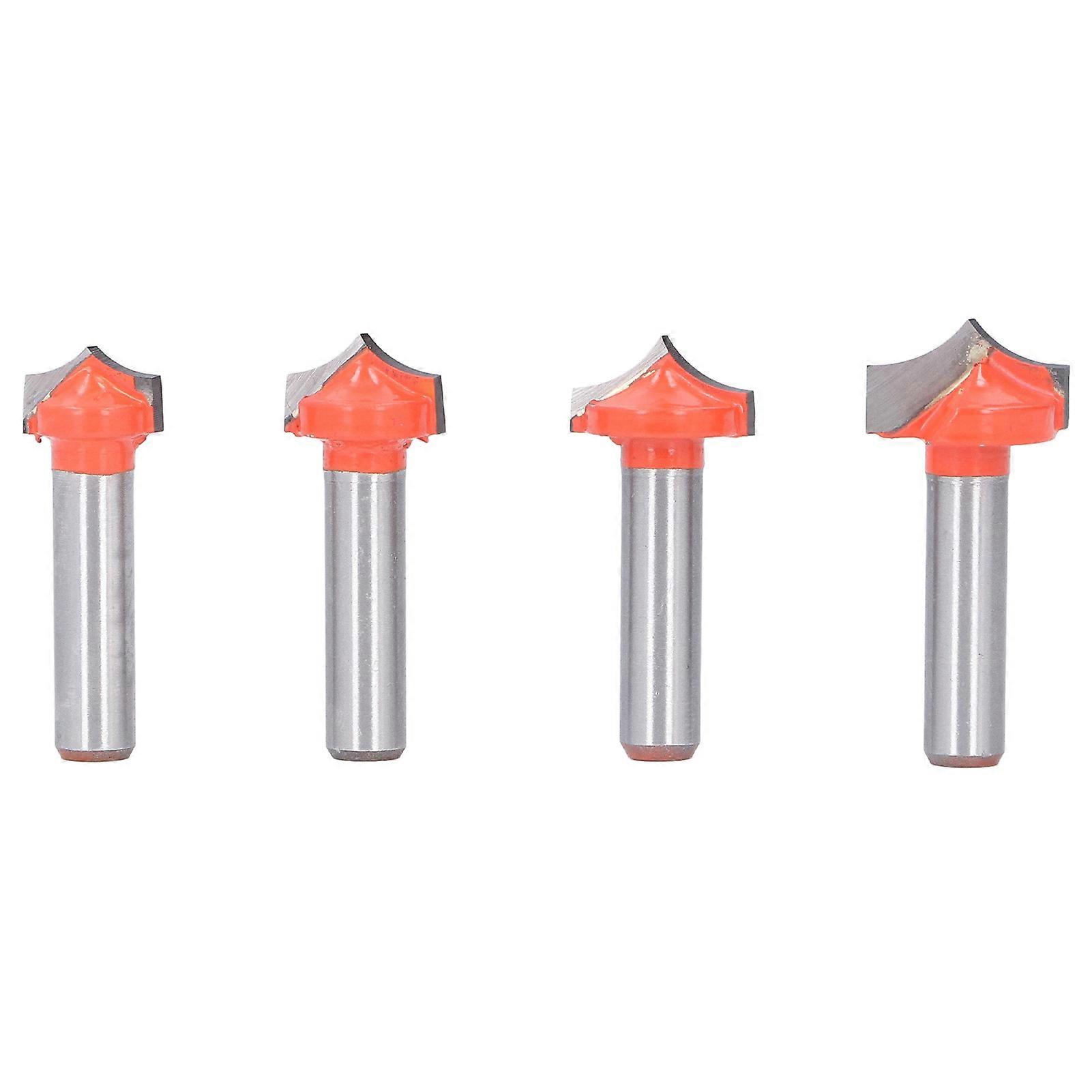 Lot de 4 fraises à angle de cisaillement pour gravure CNC, à nez pointu, avec tige ronde de 8 mm