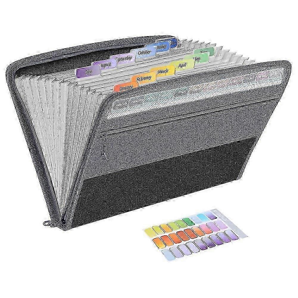 13 Pocket File Folder Storage Rack,File Box Storage Bag,with Zipper, Suitable for A4 Paper, Banknot