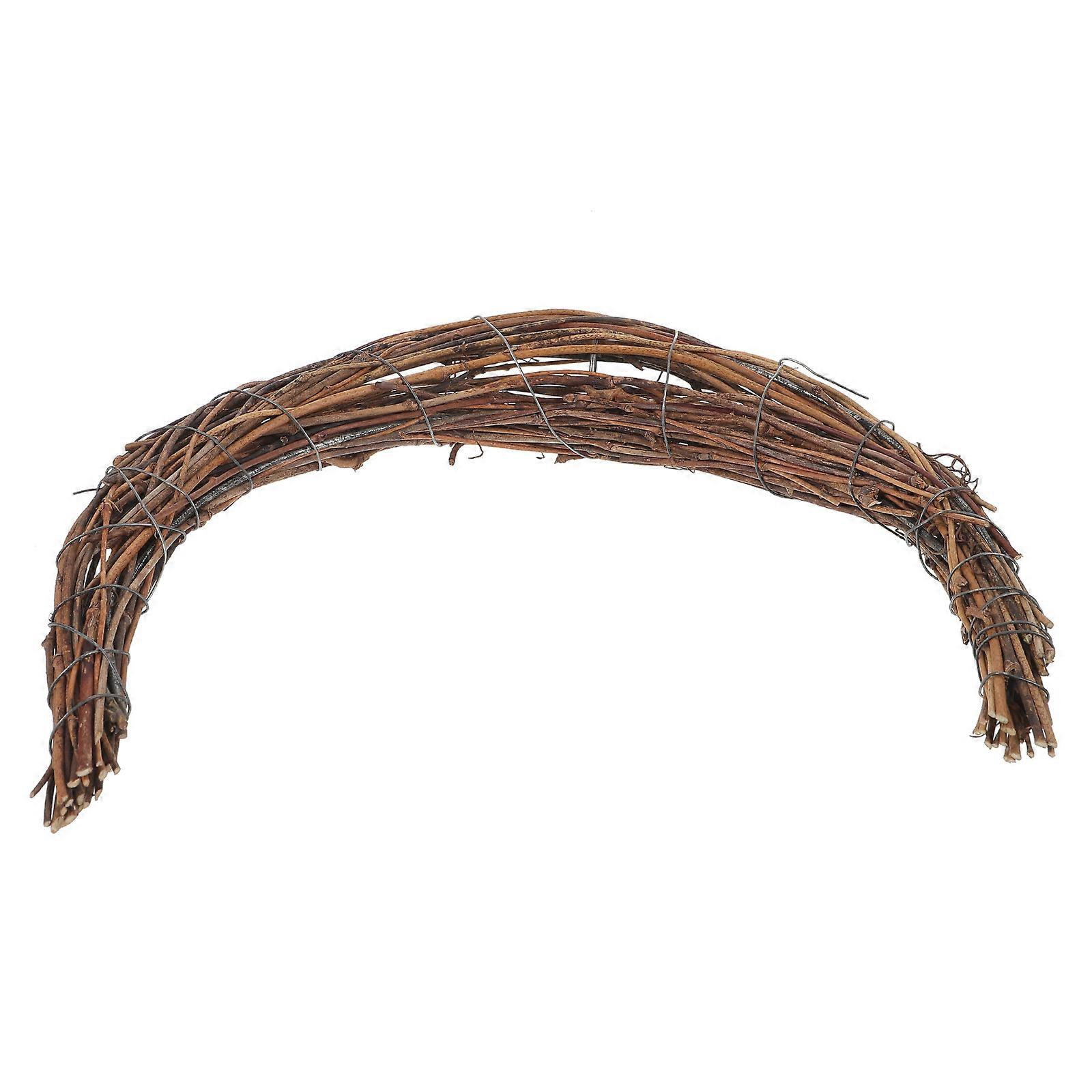 DIY Wreath Frame Moon-Shape Rattan Ring for Decoration 2Pcs Natural Material