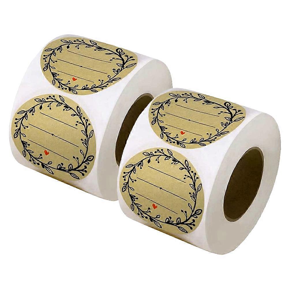 Delicate Pattern Label Sticker Kraft Paper Seal Stickers for Wrapping 8 Rolls