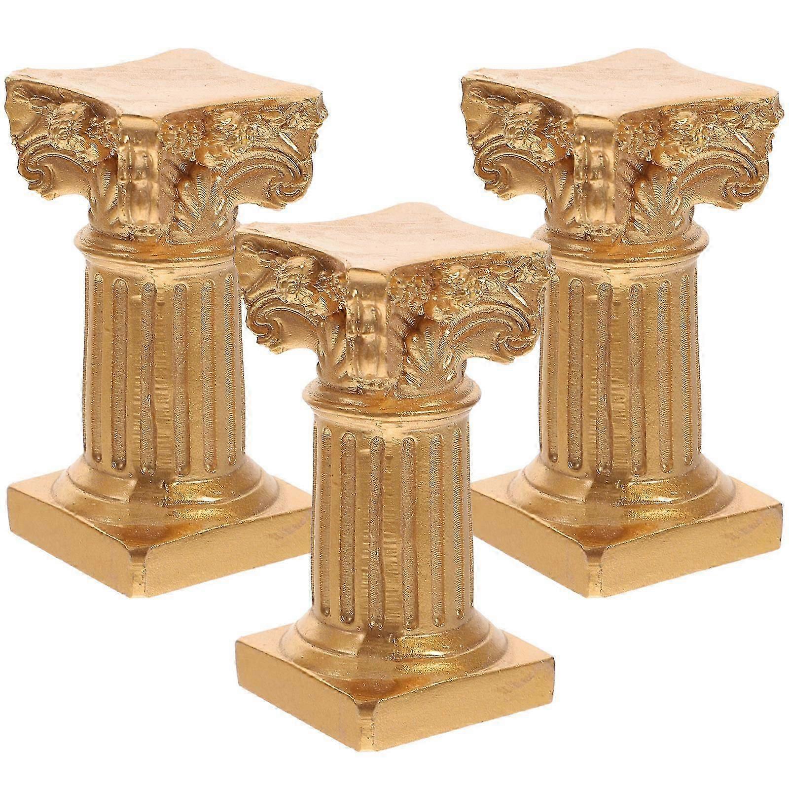 Column Pedestal Decor Home Decor Roman Column Shape 3.5x3.5x6.6cm 3Set