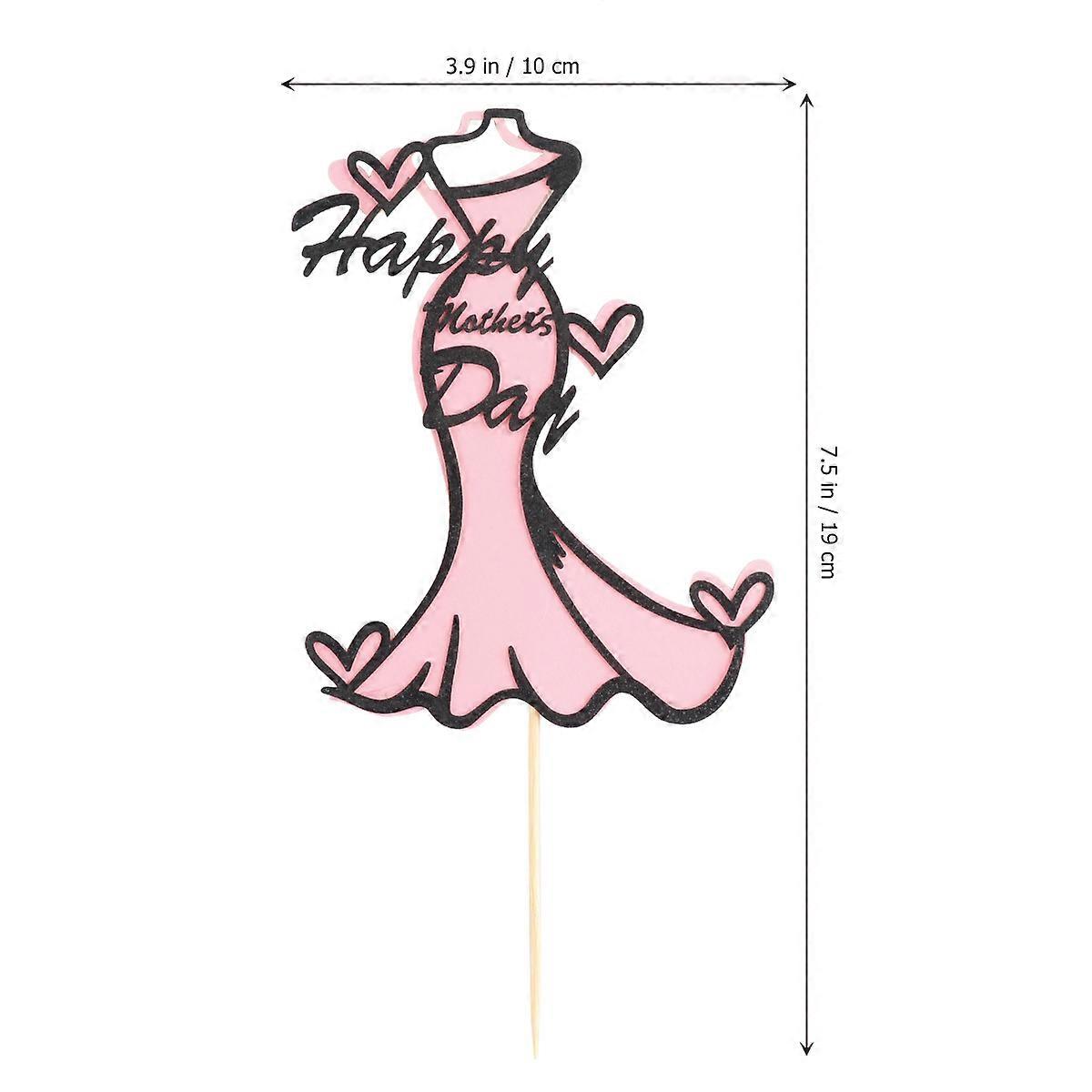 Mothers Day Cake Insert Pink Plastic Square Design for Womens Happy Day 10Pcs
