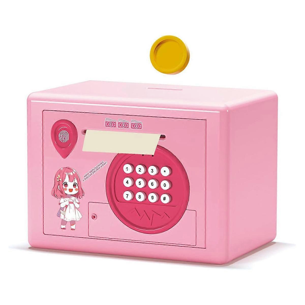 Fingerprint Password Money Saving Box Gift for Birthday Pink