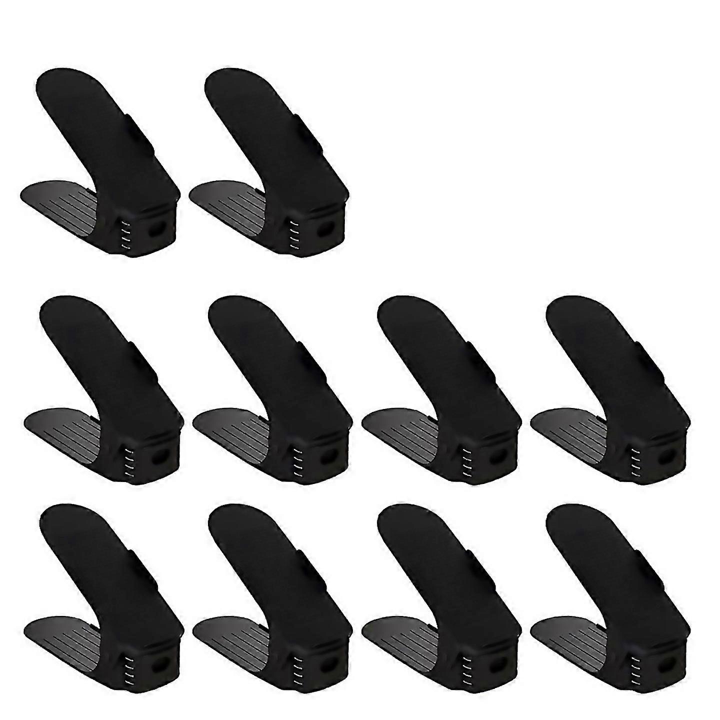 For 10pcs Double Layer Space Saving Shoe Rack Storage Holder Black