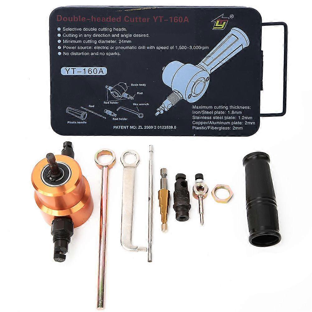 360Double Head Sheet Metal Cutter Versatile Nibbler Drill DIY Cutting Car Repairing Tool
