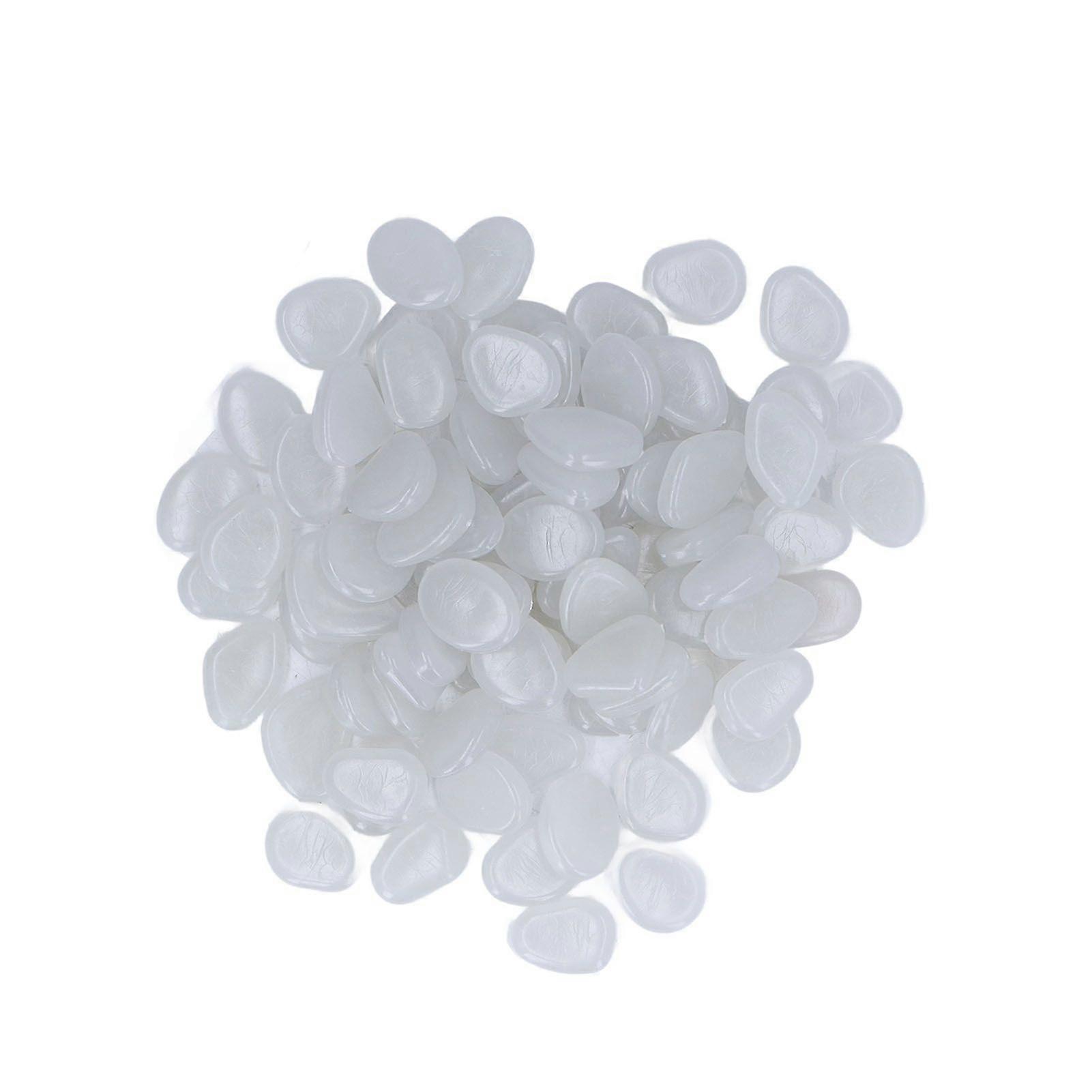 Outdoor Luminous Stones Colorful Fluorescent Luminous Pebbles for Dark Garden Courtyard Walkway Garden Trails 200 / Bag White