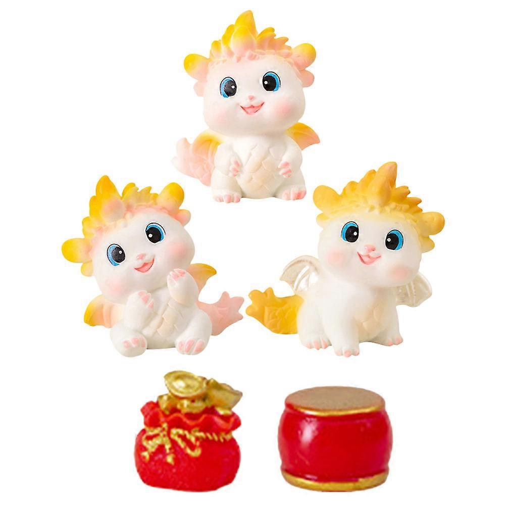 Dragon Figurines Resin Miniature Models for Decoration 4Sets