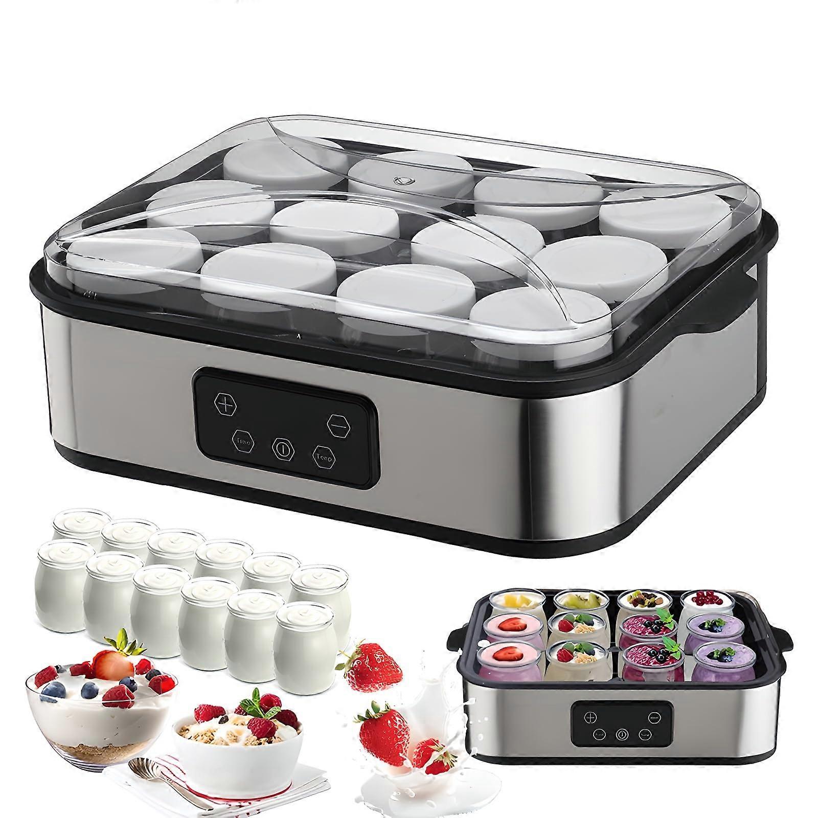 Yogurt Maker 2500ML Capacity, Automatic 12 Glass Jars, 199H Timer, 2048C Adjustable, For Fresh Homemade Yogurt