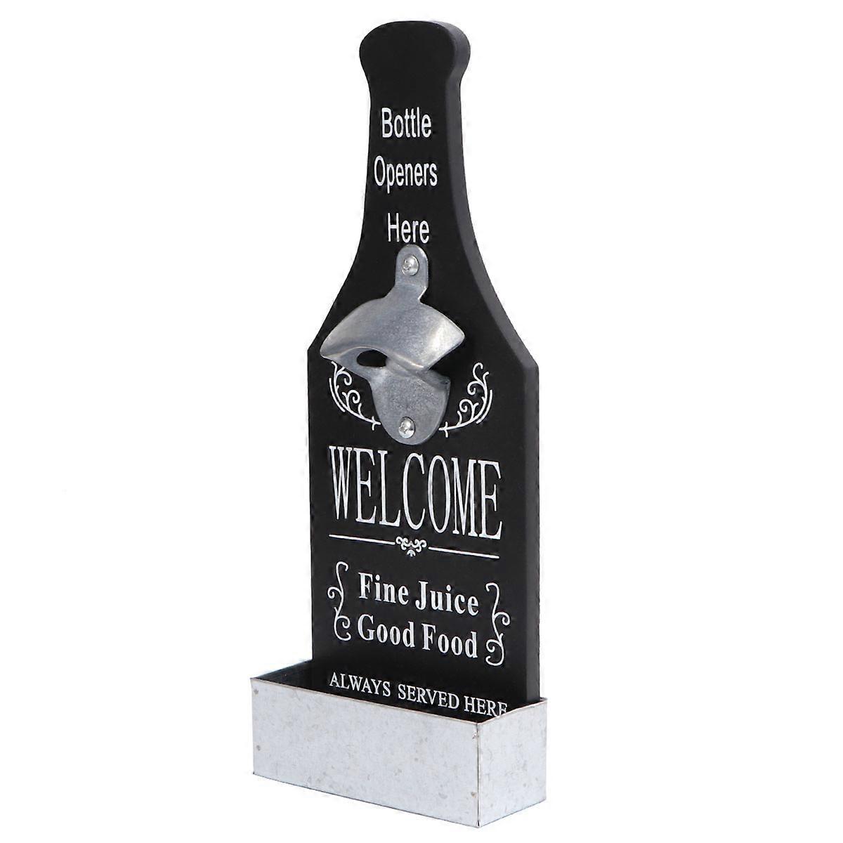 Bottle Opener Wall Mounted for Home Use 3Pcs Black Wooden Bar Set