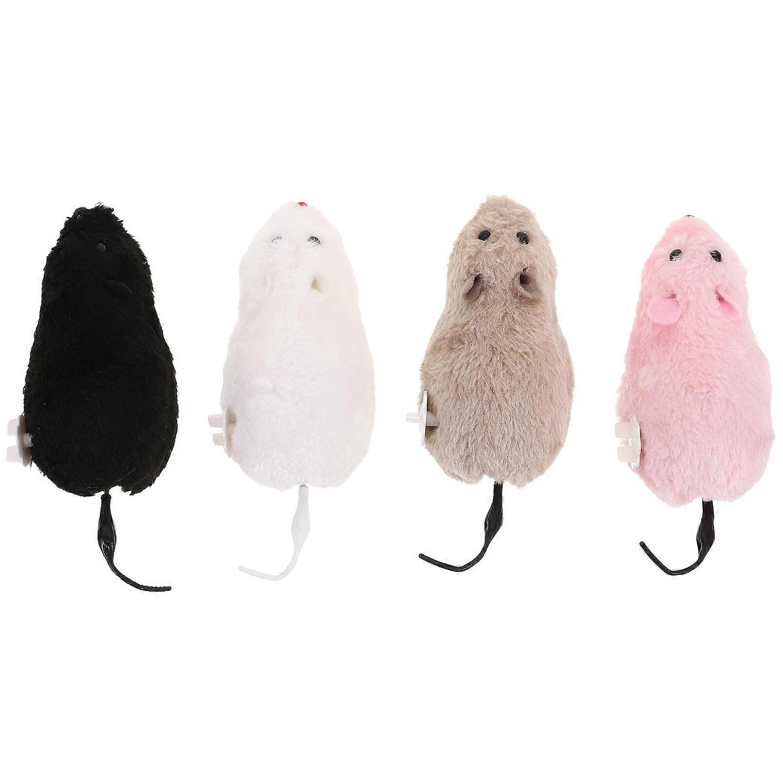 Wind Up Mouse Interactive Play Cat Toy Clockwork Mechanism Grey 4Pcs