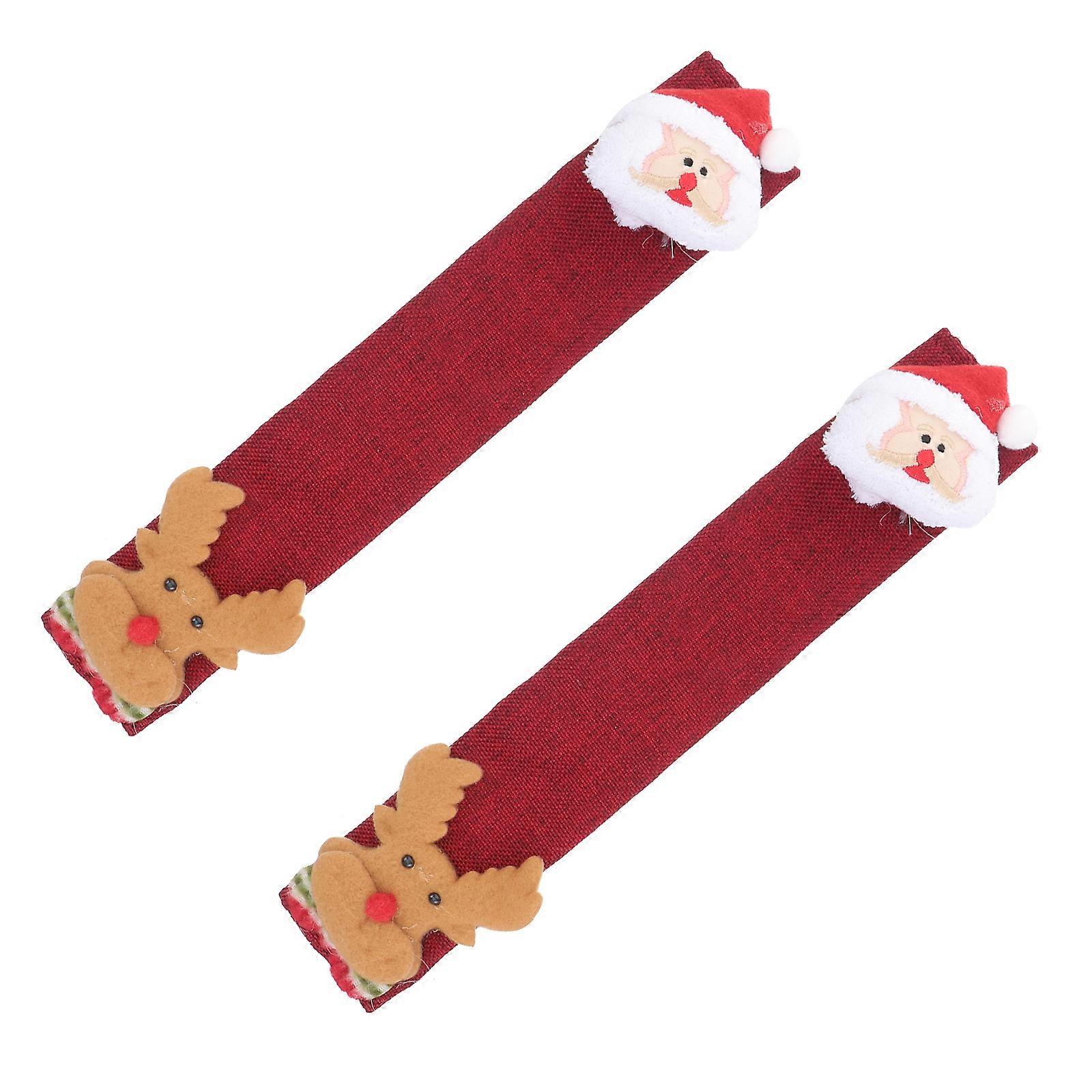 4 Pcs Refrigerator Handle Covers Christmas Decorations For Kitchen Use Insulation Cloth Protector Style 2 Multi Color