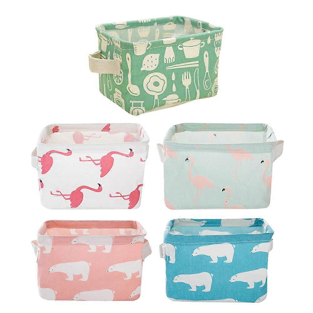 Foldable Storage Cubes Fabric Organizer Bins for Storage 5Pcs with Handles