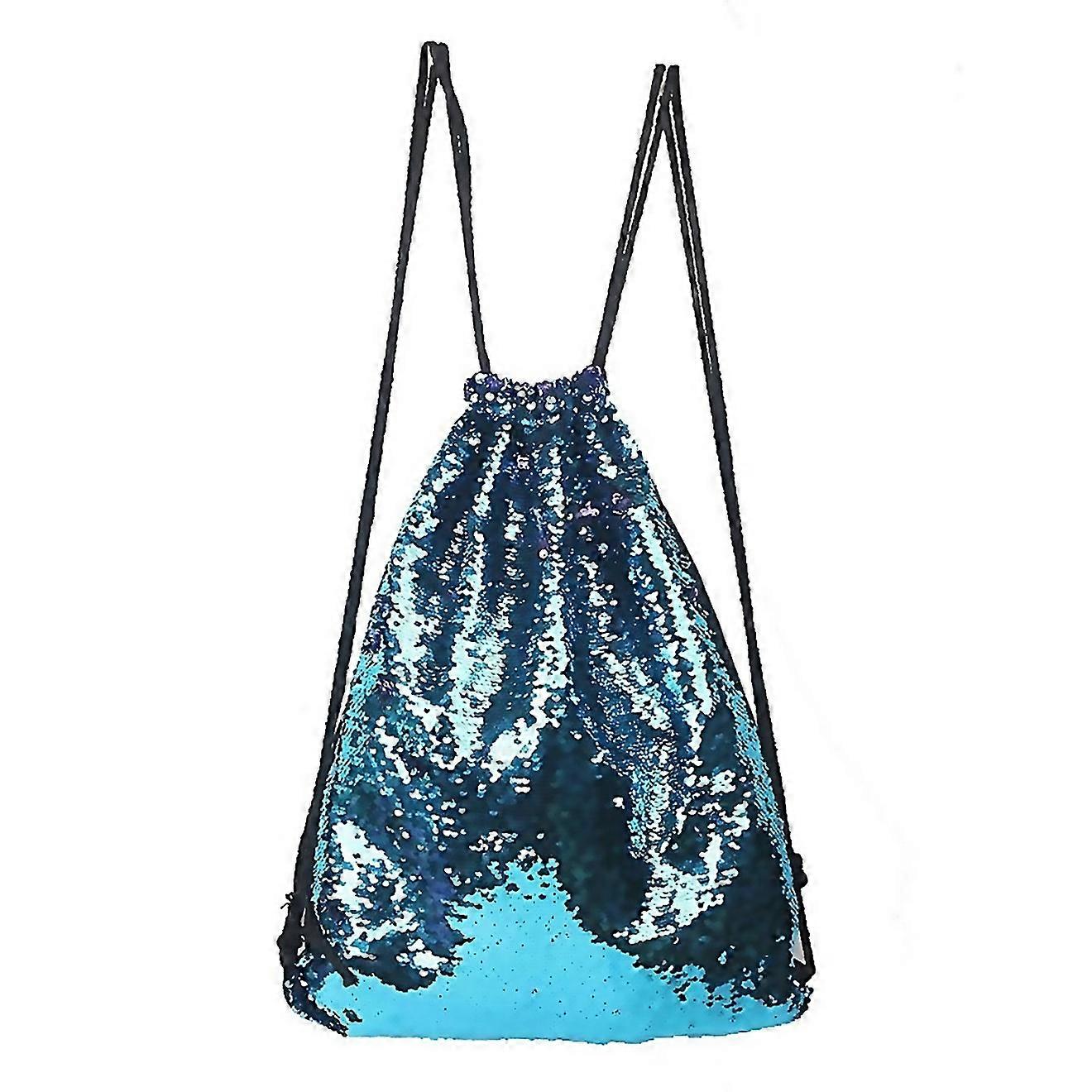 For Mermaid Glittering Sequin Drawstring Sports Backpack Shoulder Bag