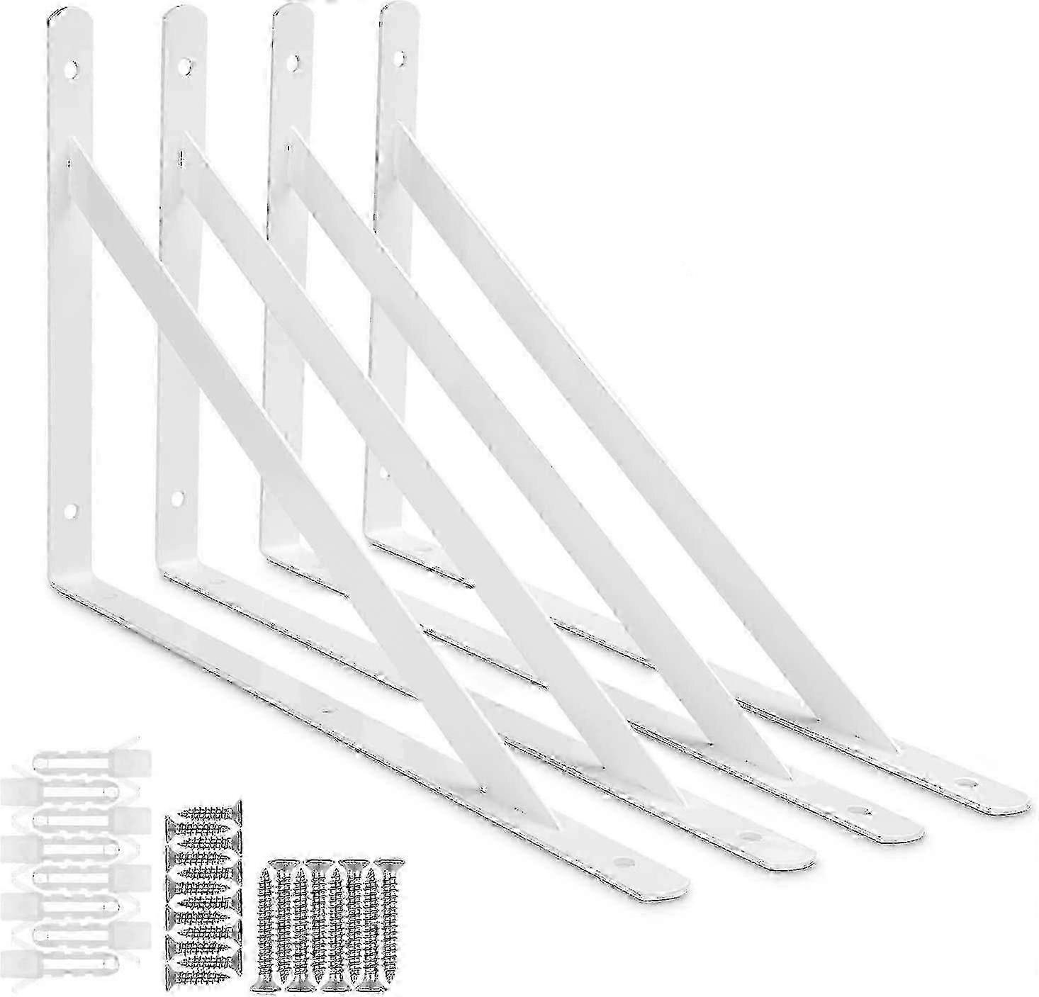 Square wall floor, 4 pcs triangular supports of 90 degrees in steel,with 20 pcs screws and 8 pcs anchors (white) YVL