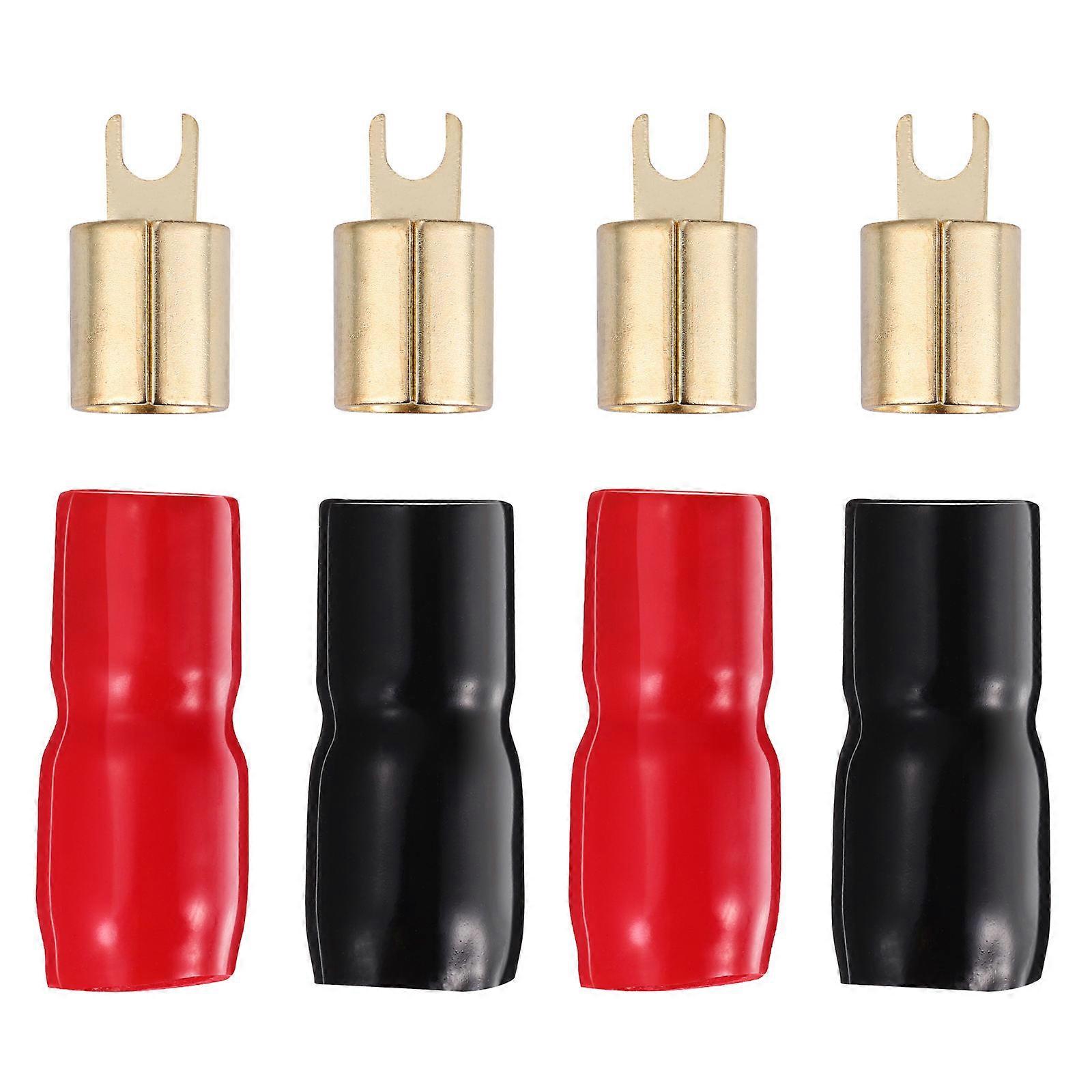 0ga Terminal Spade Fork Adapters for Connecting 2Pcs Copper Speaker Wire Connectors