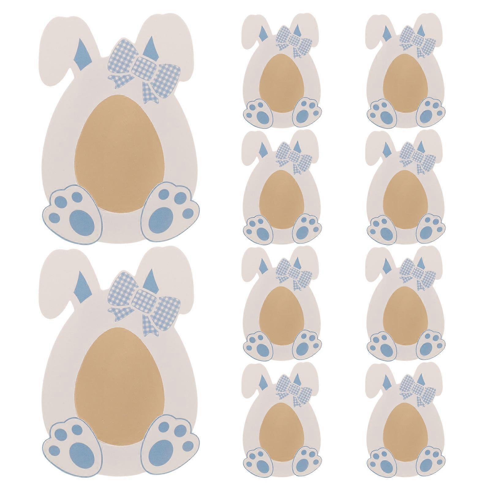 Adorable Bunny Candy Storage Boxes 10Pcs For Kids Easter Party Rectangular Blue Paper Design