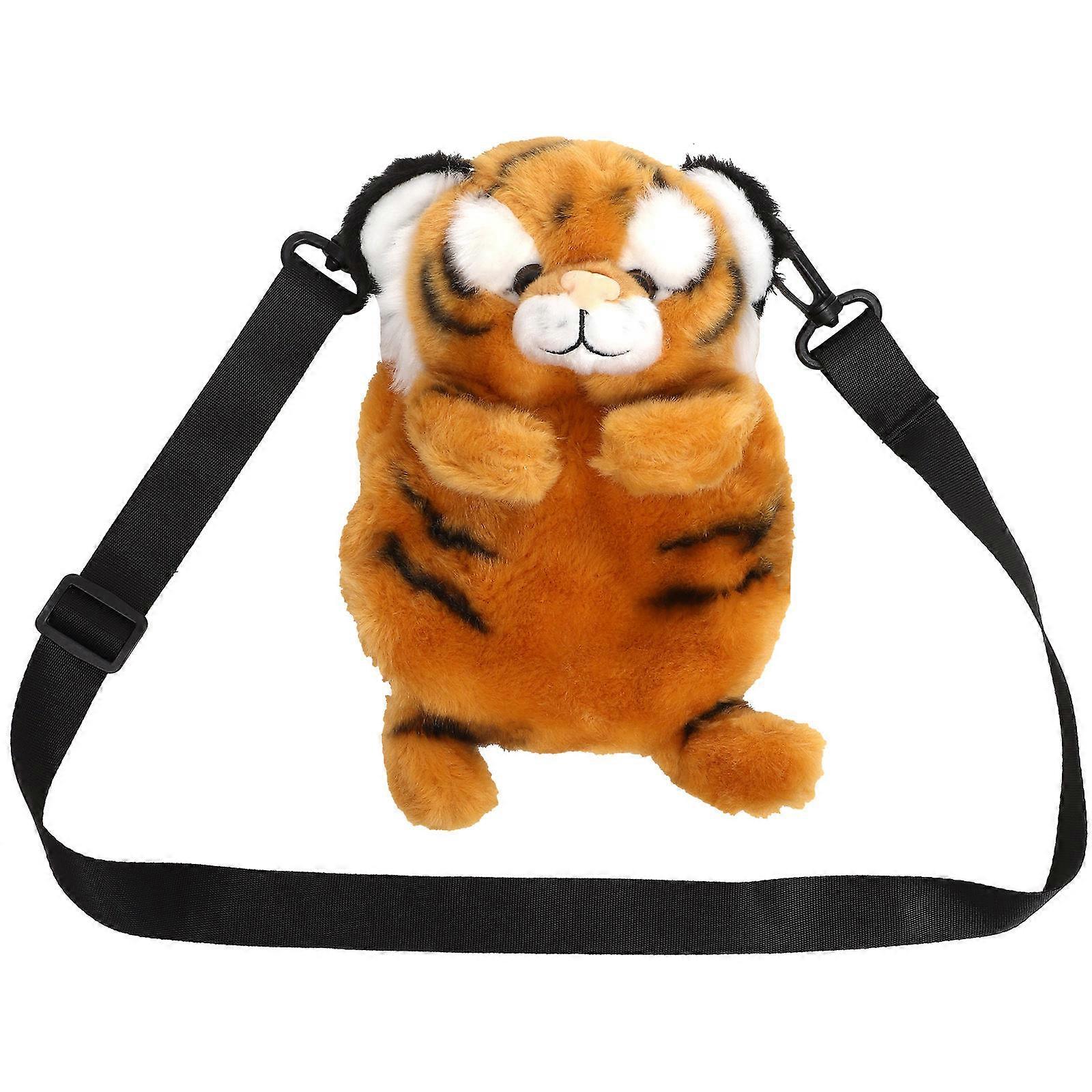 Tiger Bags Plush Tiger Crossbody Bag for Daily Use 4Pcs Cute Orange Design
