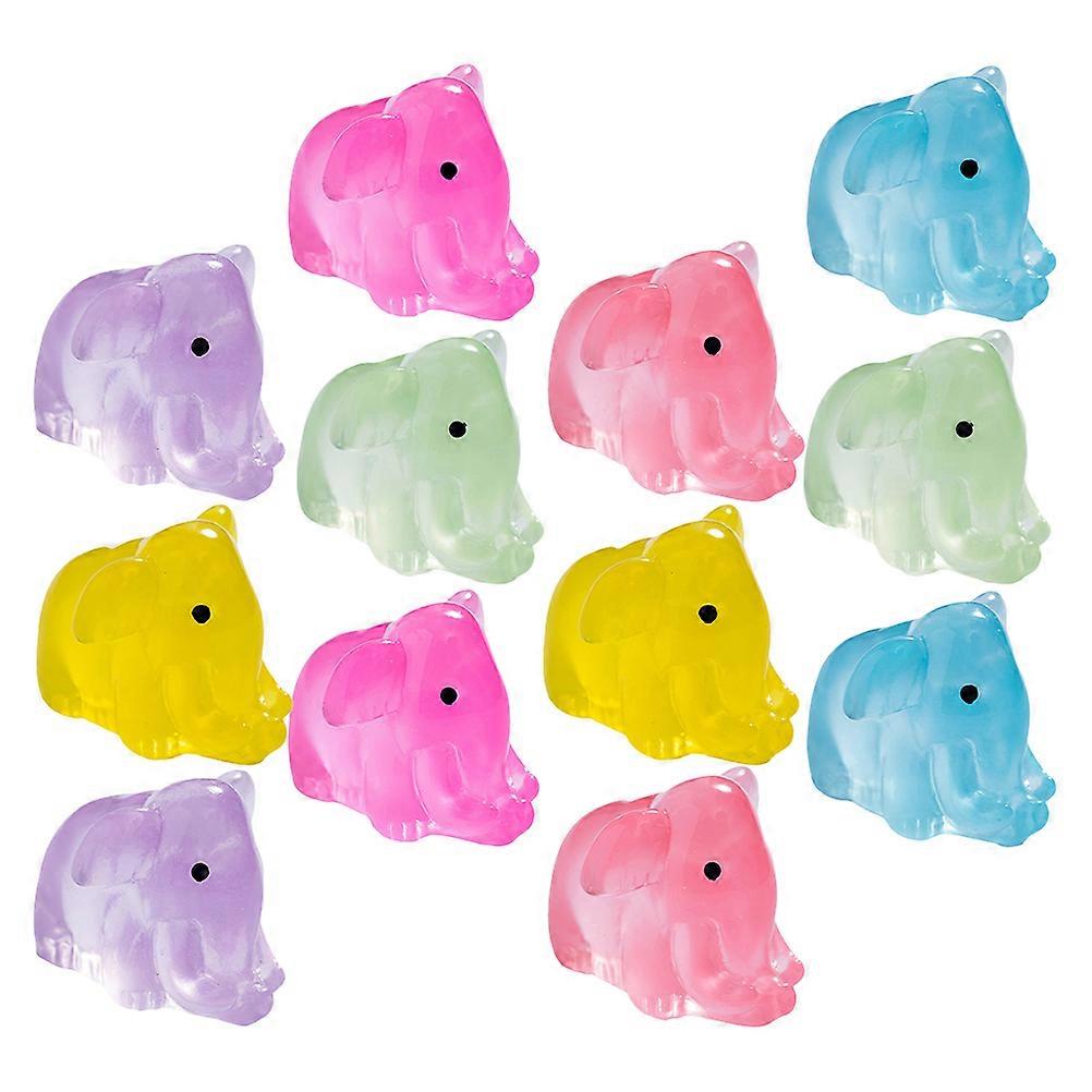 Retro Luminous Mini Elephant Figures For Garden Accessories Enhancing Nighttime Atmosphere In 12-Pcs
