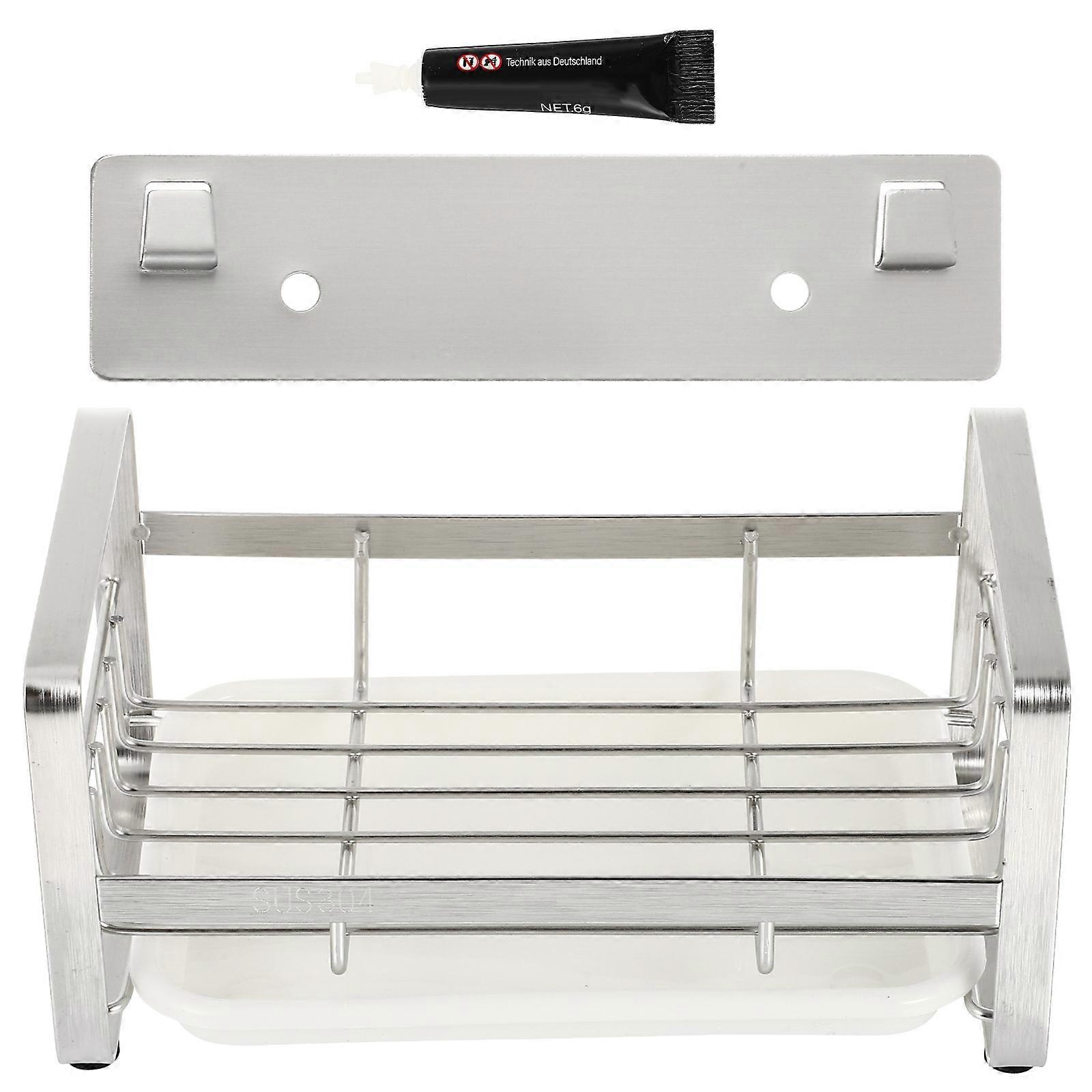 Silver Stainless Steel Dishcloth Holder for Kitchen Draining Storage Shelf