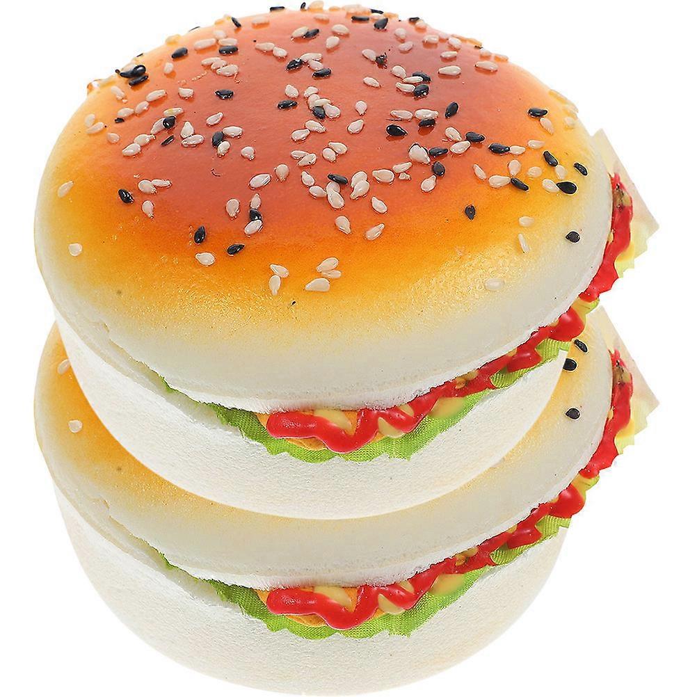 PU Burger Decoration For Home Users And Photographers 9.9X9.9X5.9CM Realistic Simulation 2Pcs