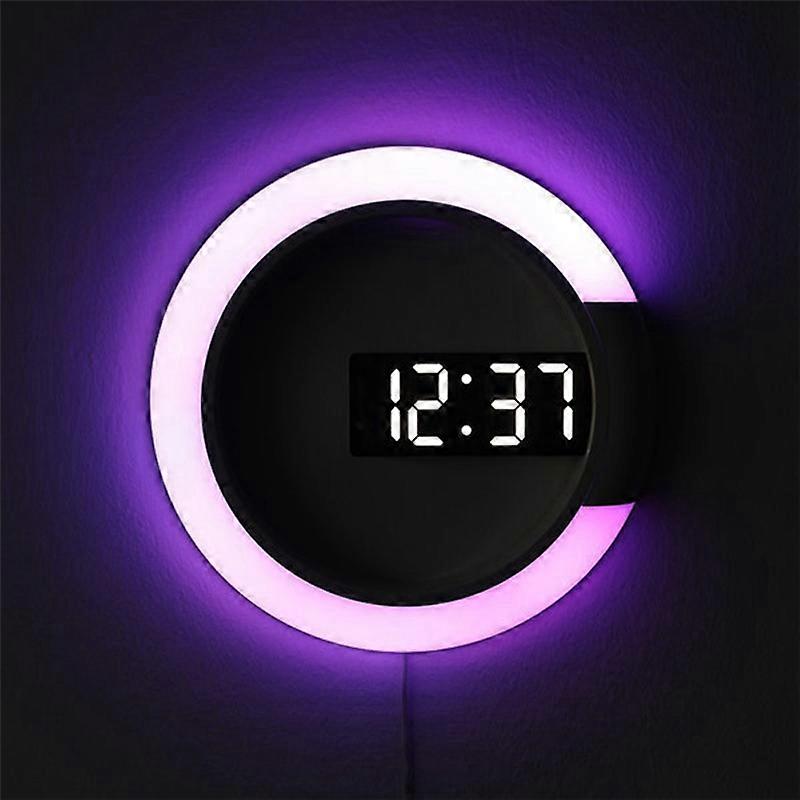 LED Digital Wall Clock Digital Display Temperature 7 Colors
