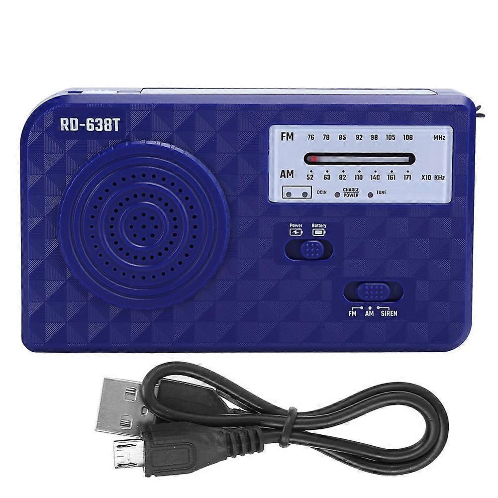 RD638 ABS Solar Energy Emergency Multifunction Hand Crank Radio Support FM/AM FunctionBlue