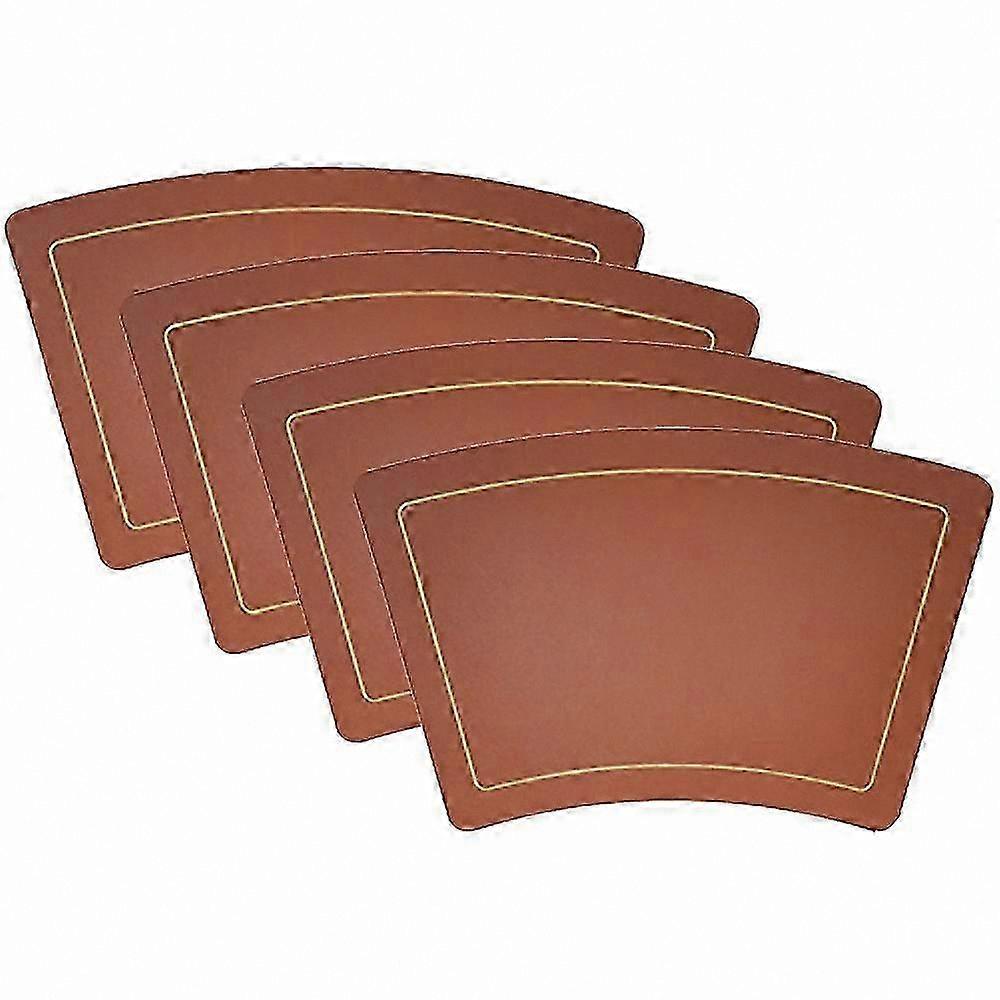 Set of 4 Wedge Placemats for Round Tables, Waterproof PU Leather, Stain-Resistant Dining Mats