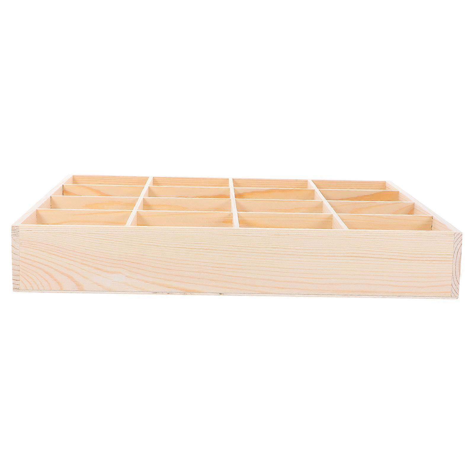 Beige Wood Tabletop Storage Case for Home Organization 2Pcs with Multiple Compartments