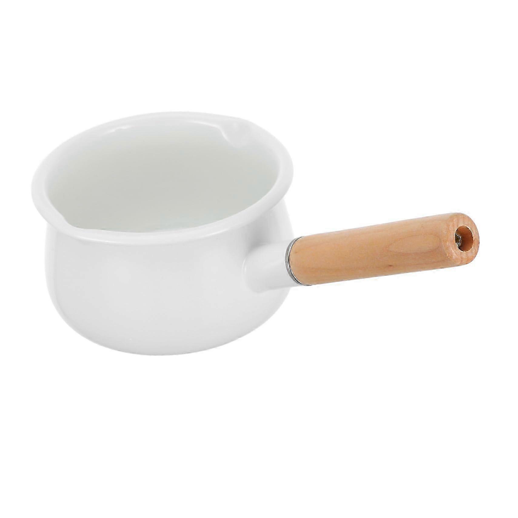 Enamel Soup Pot with Flat Bottom and Wooden Handle for Safe Cooking - Practical Kitchen Cookware