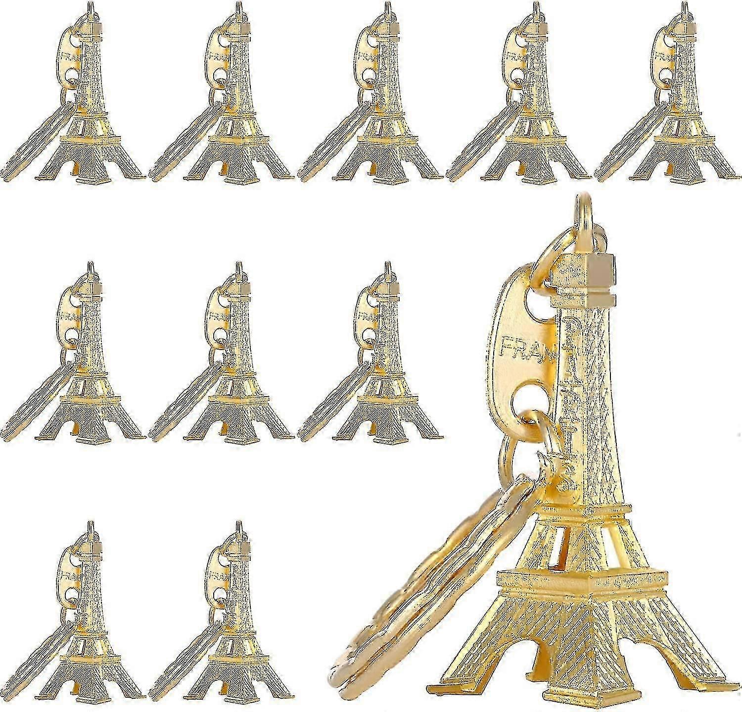 15 Pieces Eiffel Tower Keyring Retro Adornment French Souvenirs Keychains (gold)