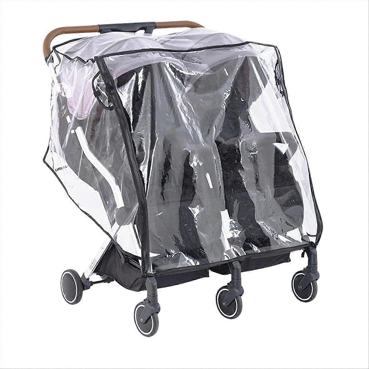 Double Stroller Rain Cover, Weather Shield Double Stroller for Side By Side Seats Twin Stroller, Ba