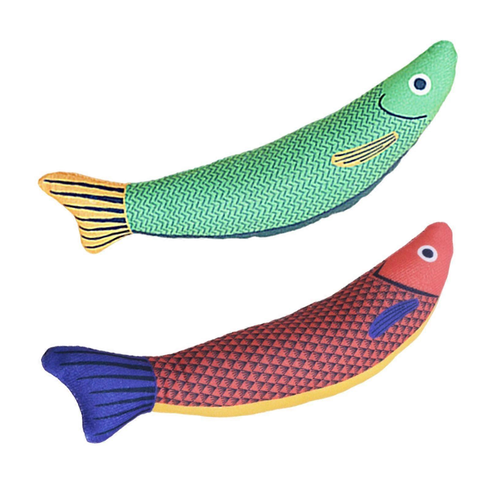 2 Pcs Catnip Fish Cat Toy for Indoor Cats Interactive Kitten Chew Kicker Toy with Crinkle Sound Simulation Fish Shape Stuffed Cat Toy for Bored Relief