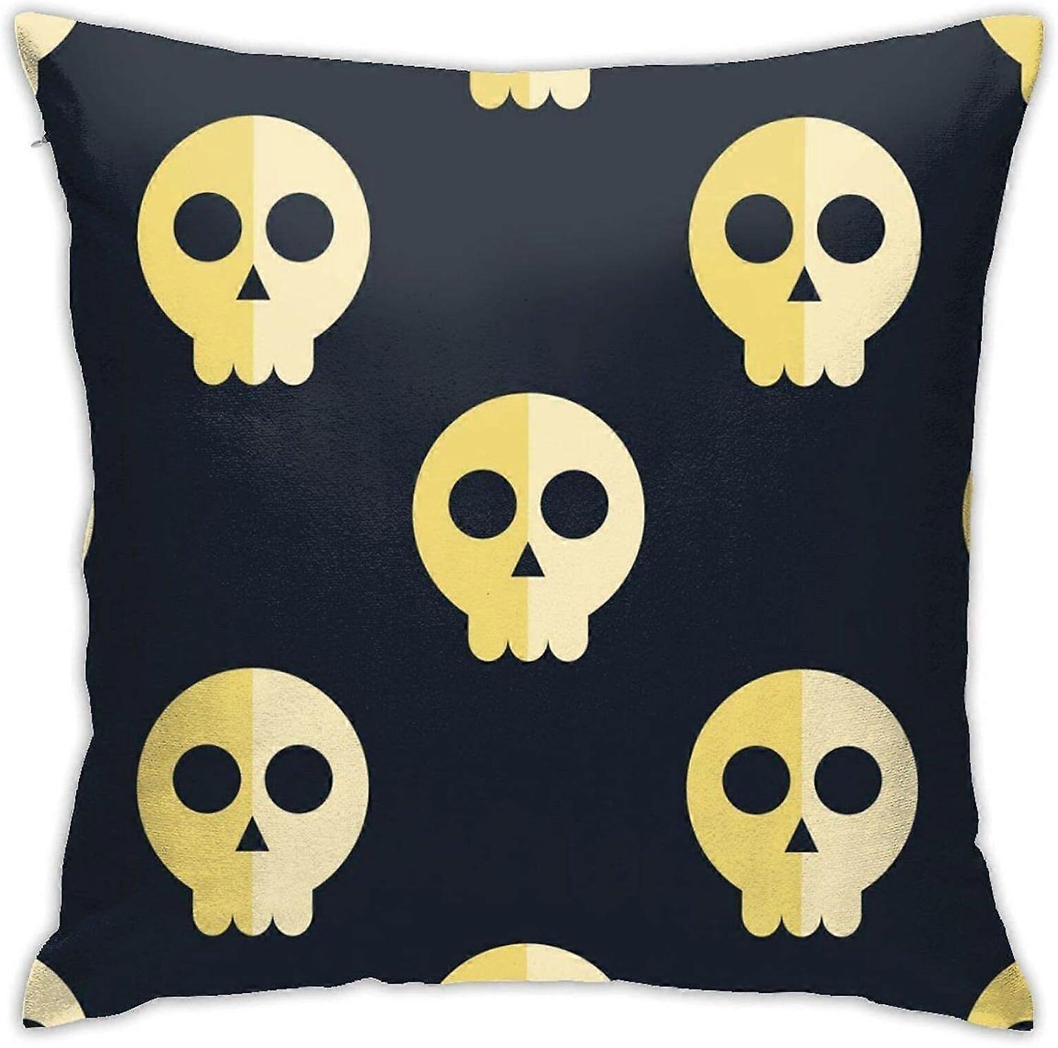 v156シームレスパターンスカル背景スロー枕カバーホームデコレーションリビングルーム寝室ソファチェア18X18インチ枕カバー45X45cm-TB156 ij15