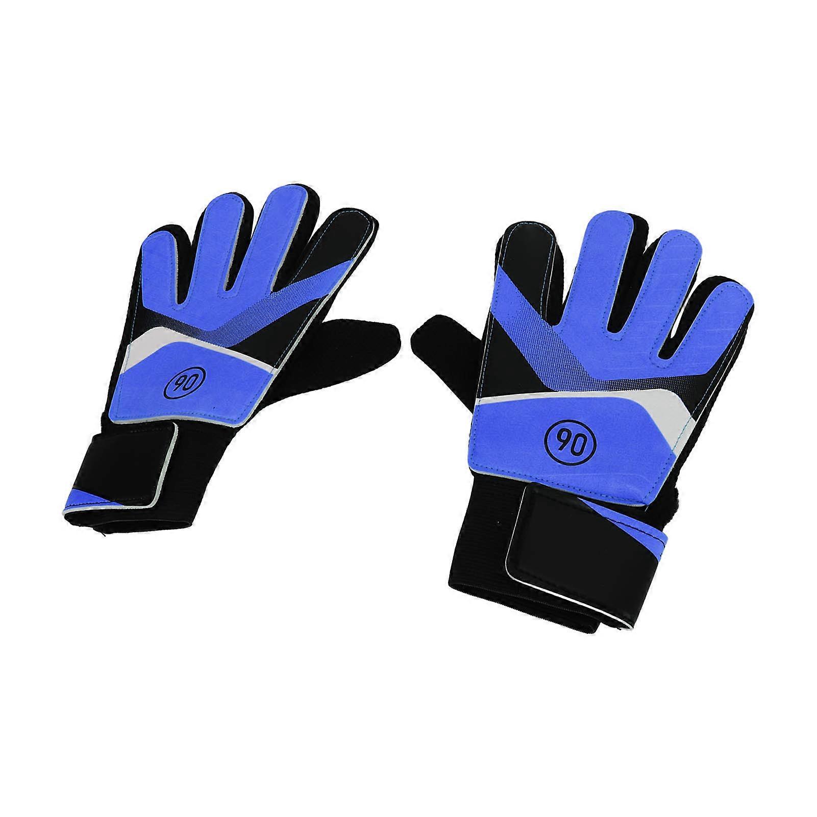 1ペアキッズゴールキーパーグローブ キッズサッカーゴールキーパーグローブ滑り止めエクササイズグローブブルー15~16cm / 5.91~6.3in