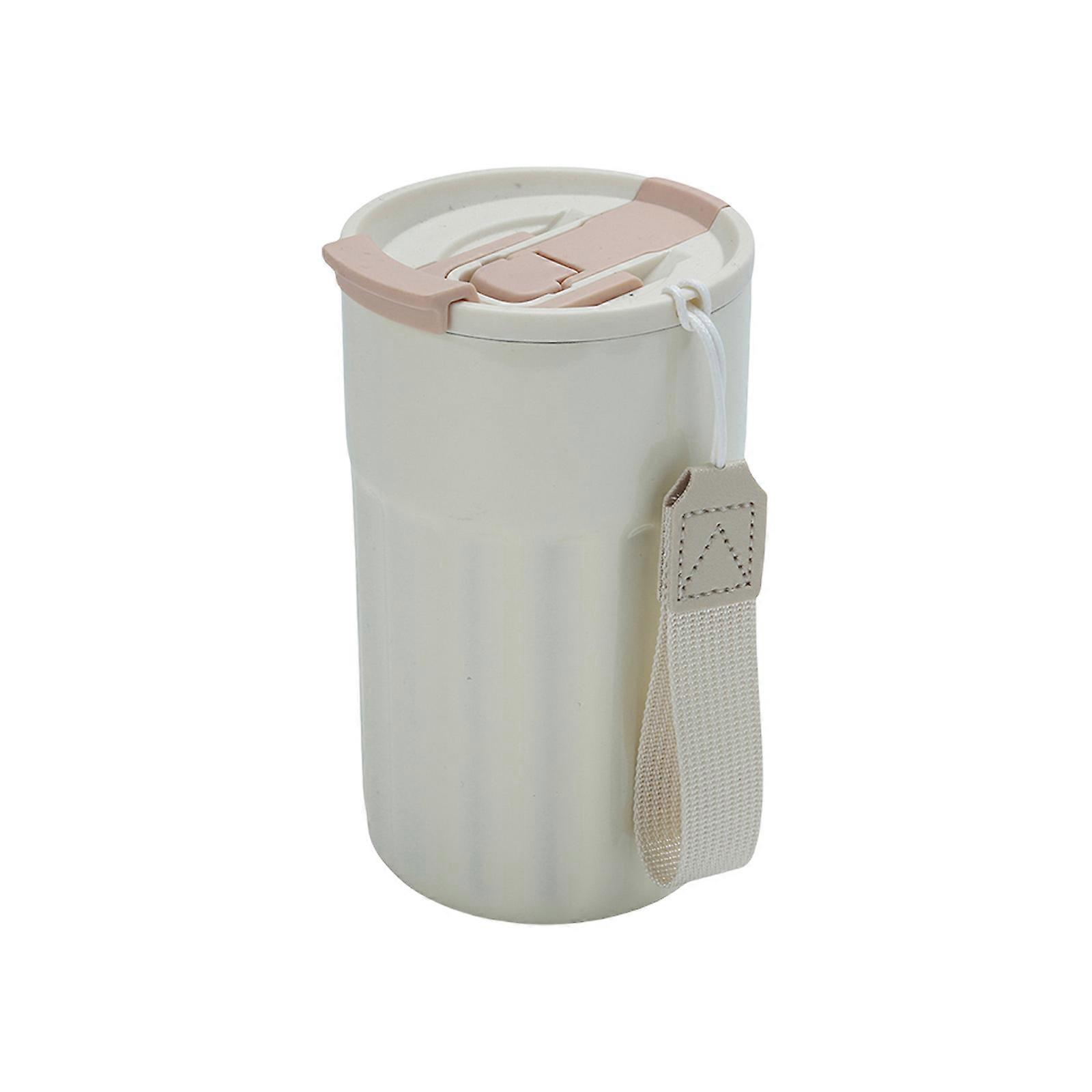 Insulated Stainless Steel Flask Duals Drinking Spouts Water Bottle Portable Ergonomic Handle Beverage Container  Cream white