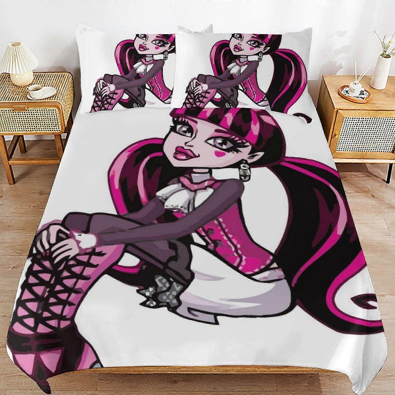 d15 Teen Monster High Daily Sleeping Comfort Smooth Surface Zipper Secure Fit Duvet Cover Sets for Home Use b15