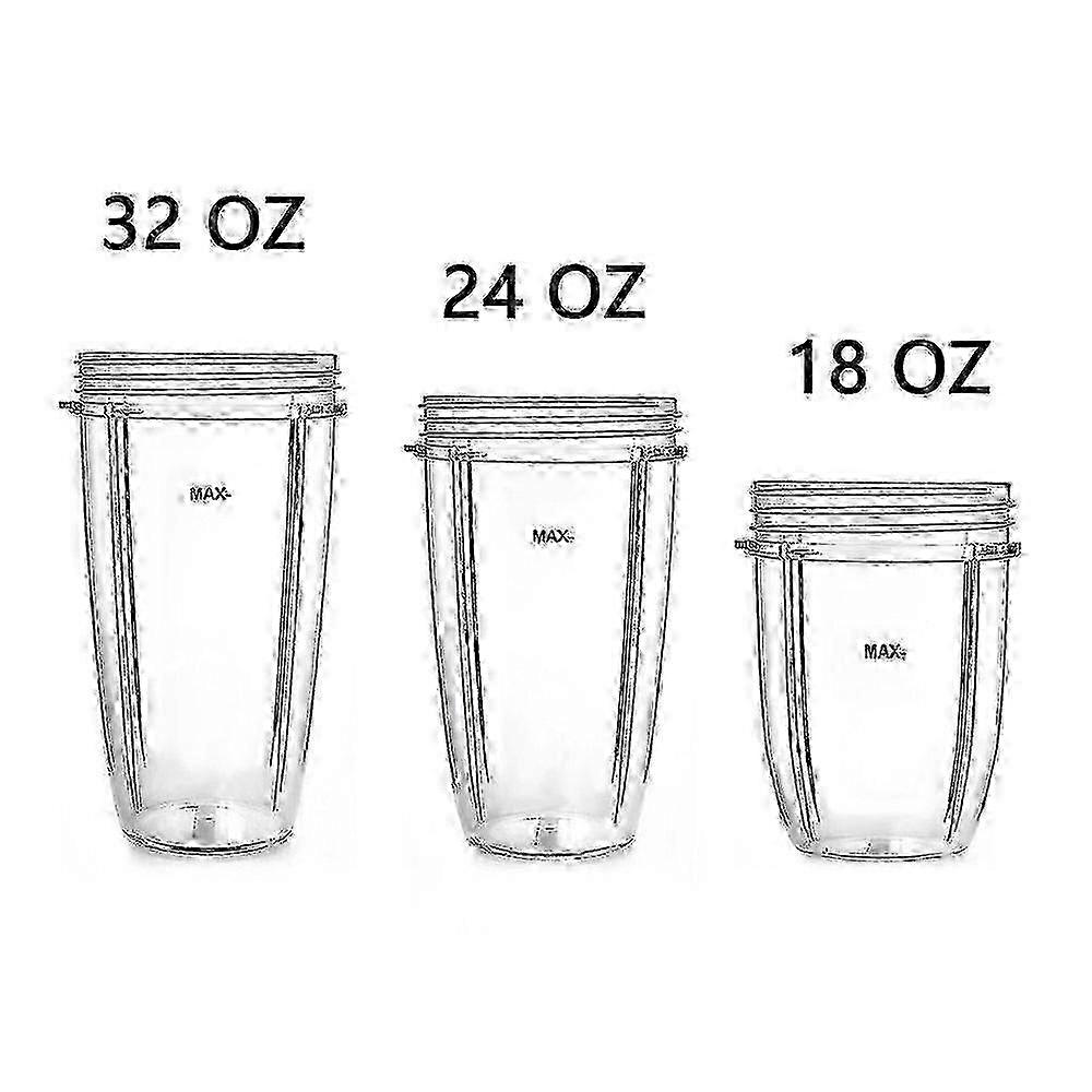 Nutribullet Replacement 18/24/32 Oz Replacement Cups Compatible With Nutri Bullet 600w And 900w