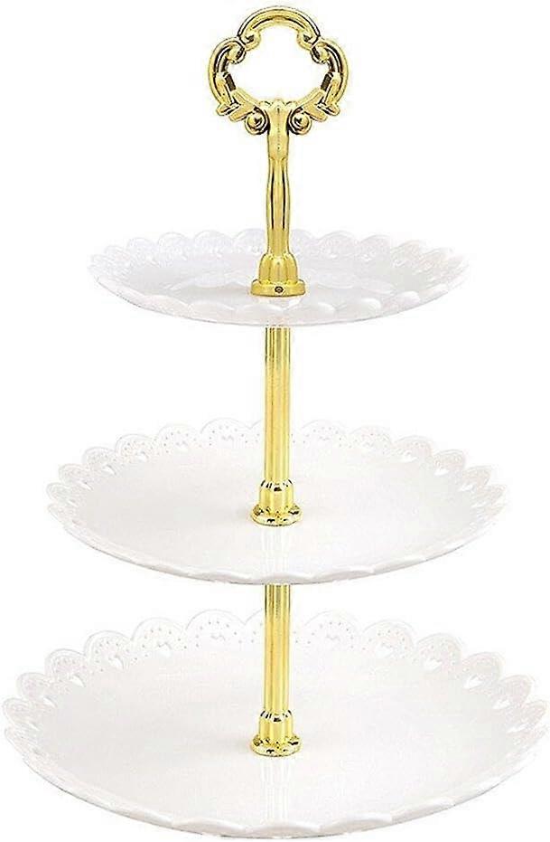 3 Tiers Cake Tray Holiday Party Cake Stand Fruit Plate Dessert Candy Dish Self-Help Display Beige