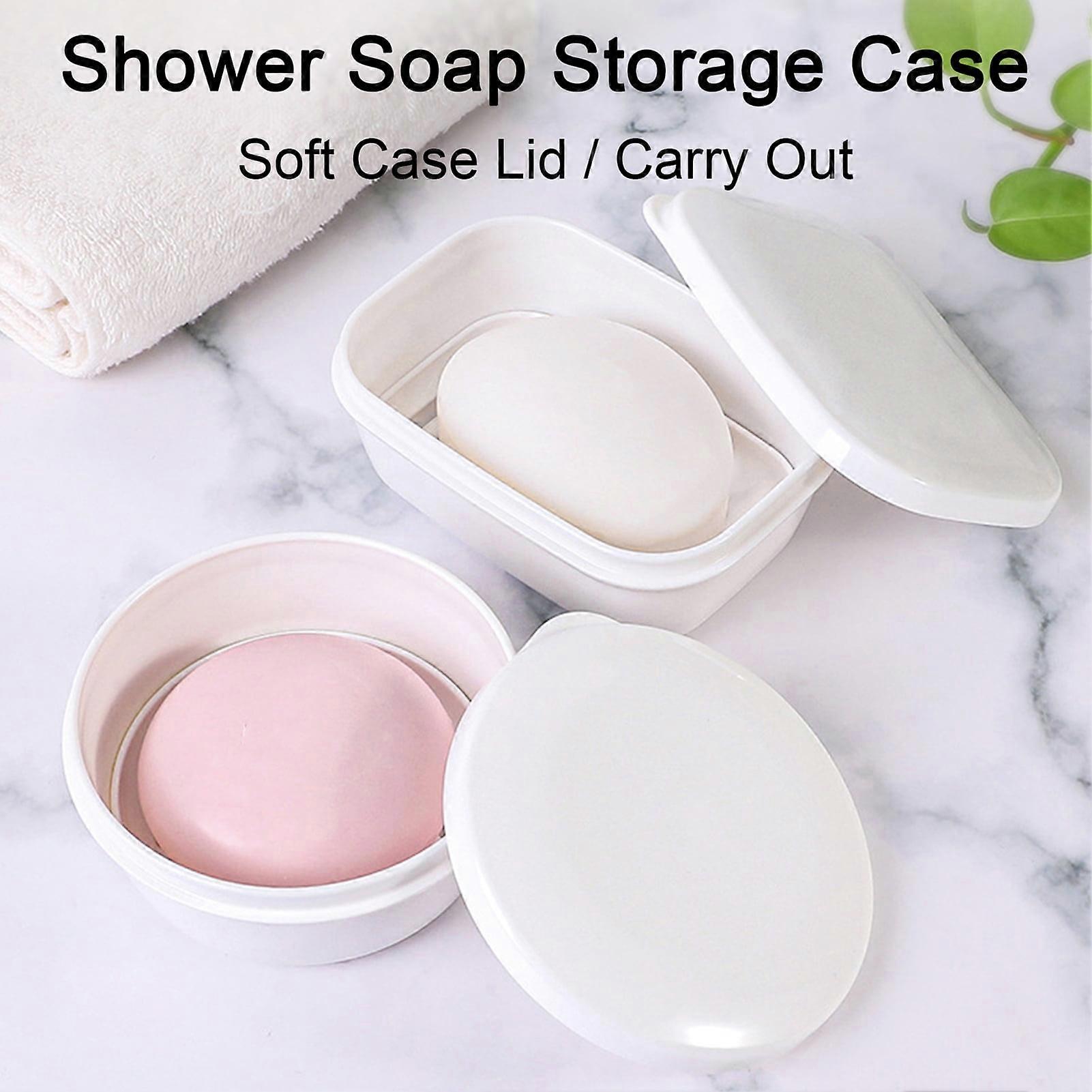 SUSUchens Portable Soap Box with Sealed Lid, Drainboard, Leak-Proof, Compatible with Travel & Bathroom Use, White