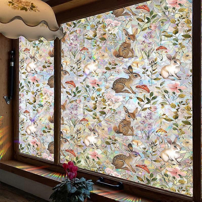 Daisy Pattern Window Privacy Film, 3D Decals Window Clings for Glass Windows, Static Cling Window Sticker, Suncatcher Window Cover for Home 