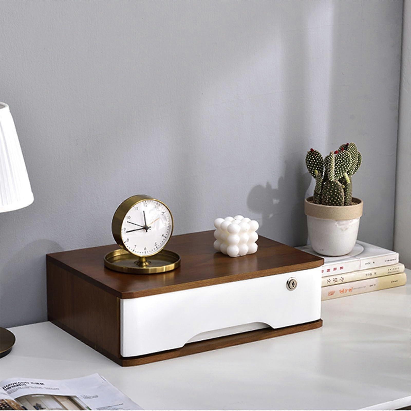 Solid Wood File Cabinet with Lock and Drawer  Rustic Desk Storage for Home or Office